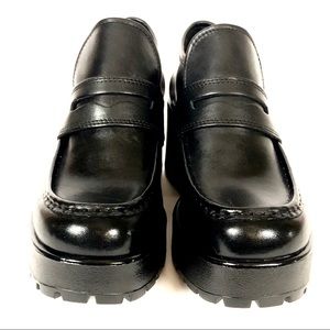 vagabond dioon black leather platform block heeled loafer